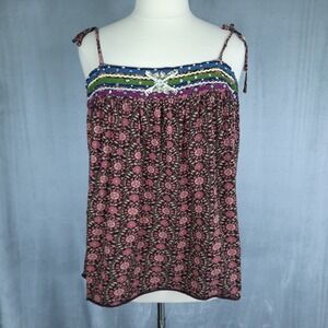 VTG Y2K Old Navy Babydoll Cami Top XL Floral Crochet Sequins Boho Fairy Grunge